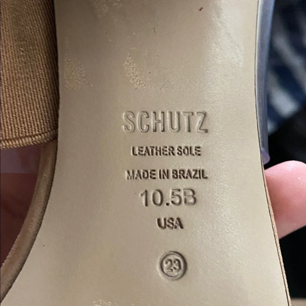 SCHUTZ Nude Heeled Sandals with Clear Straps - Picture 2 of 2